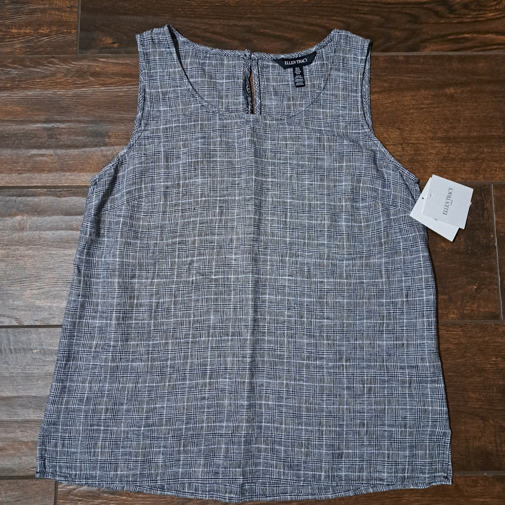 Ellen Tracy Gray Textured Tank Top